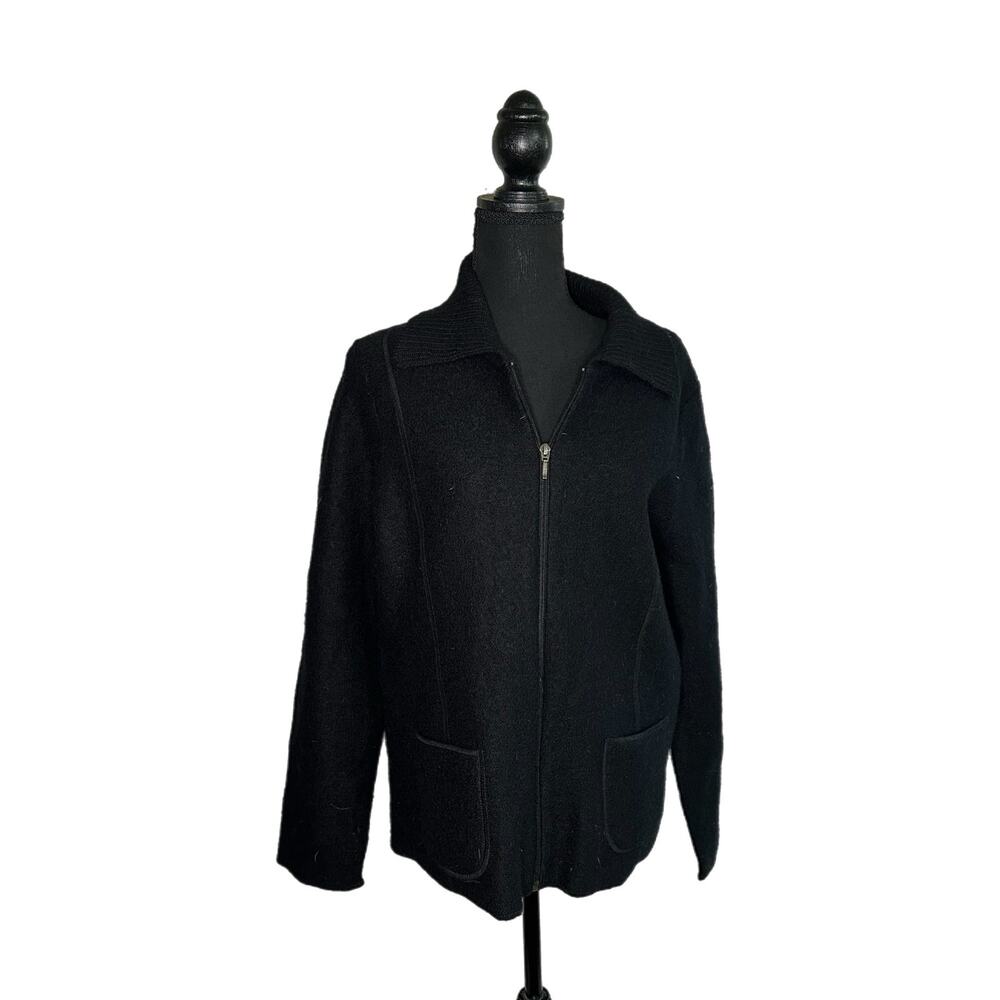 C22 Croft & Barrow Women’s Black Wool Jacket, Large, Pre-owned